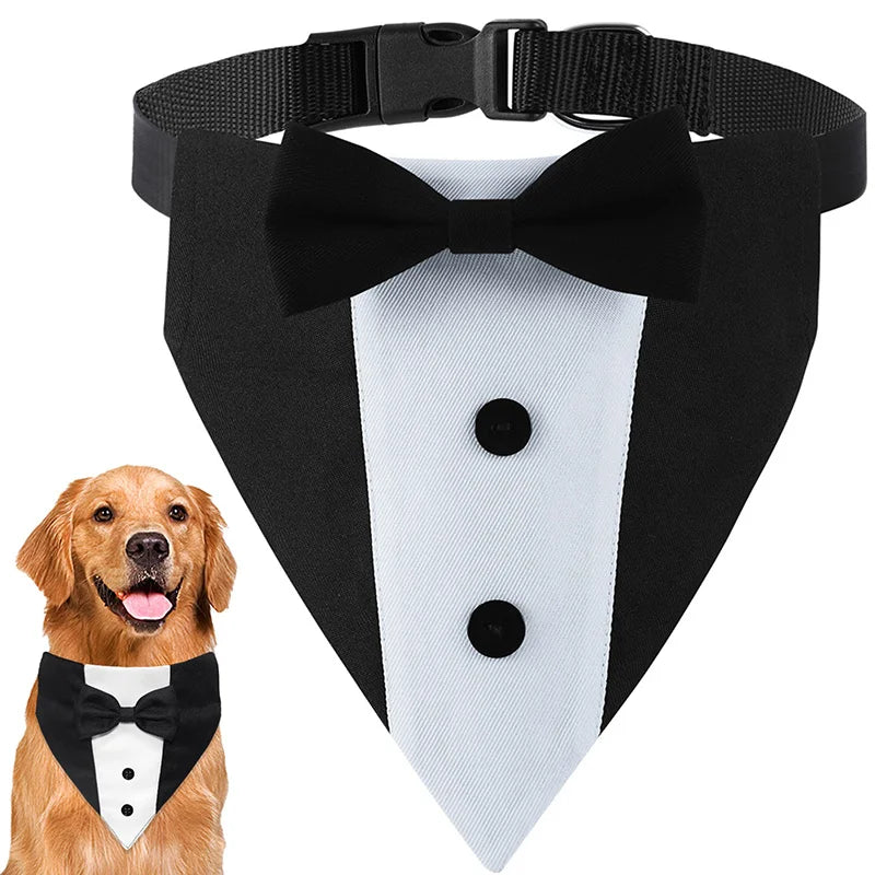 Bow Tie Dog Collar Tuxedo Bandana