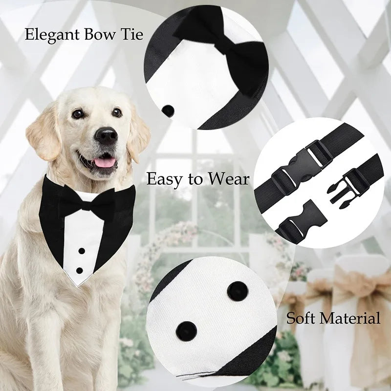 Bow Tie Dog Collar Tuxedo Bandana