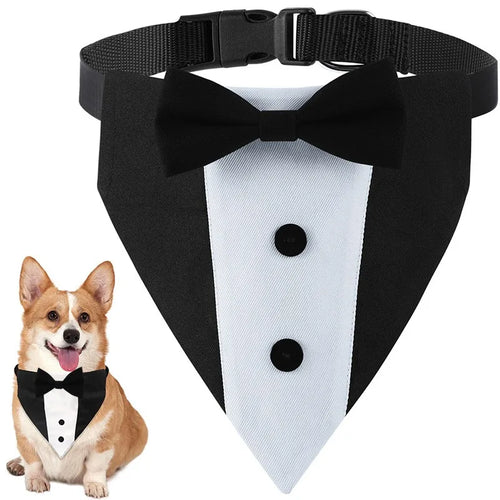 Bow Tie Dog Collar Tuxedo Bandana